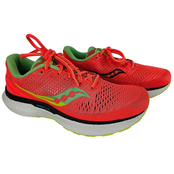 hot saucony men's orange triumph 18 pwrrun running shoes size